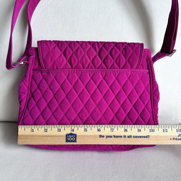 VERA BRADLEY Medium Flap Crossbody Messenger Bag Fuchsia Vivid Pink Quilted Poly - Picture 6 of 9